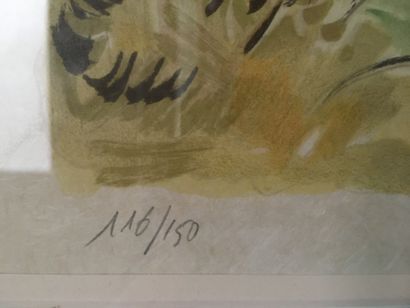 null D'après Yves BRAYER, Vue d'un mas, lithographie n°116/150, papier Japon, signée...