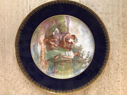 null Plate in the style of Sèvres, blue background, Orpheus decoration