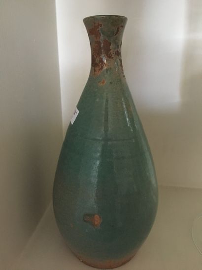 null PICAULT. Vase with high neck with green bottom. H: 35 cm_JOINT: Large vase out...