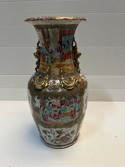 Canton, porcelain vase of baluster form with...