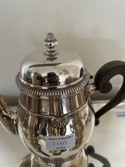 null Service thé café 4 pièces et plateau godronné en métal argenté. (réf 10)