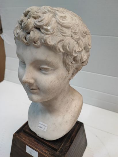 null Buste d'enfant en marbre sculpté

Fin du XIXème siècle 

H : 27 cm 

Usures...