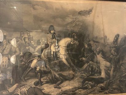 null Ensemble de deux gravures : La Bataille de Waterloo (coulures, déchirures),...