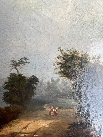null French school of the beginning of the XIXth century 

Two characters on a path

Oil...