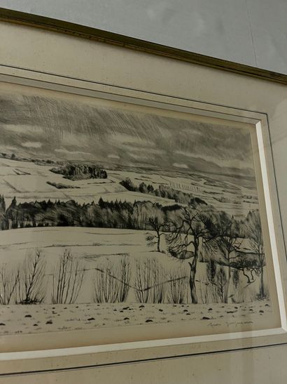 null Snow near St Julien Chapteuil. Snow near Epinal. Two drypoints signed A. JACQUEMIN....