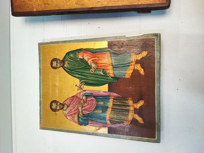 null Deux icônes grecques de style (fentes)

H : 41 et 31 cm 

Ref 1