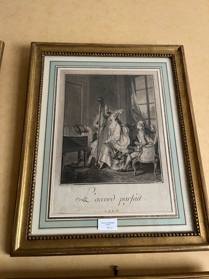 null D'après MOREAU. Maternité. Deux gravures en noir encadrées. Dim.: 35 x 25 cm....