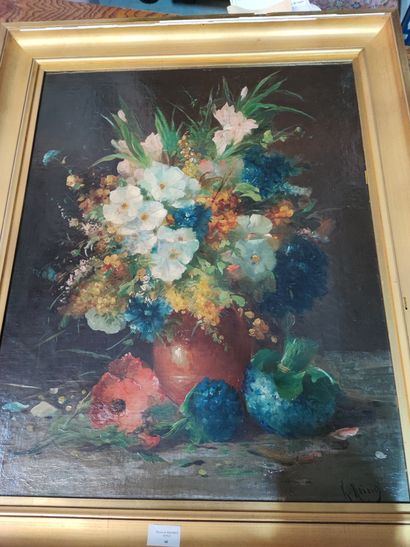 null Ecole vers 1900

Vase de fleurs 

Huile sur toile signée en bas à droite 

68...