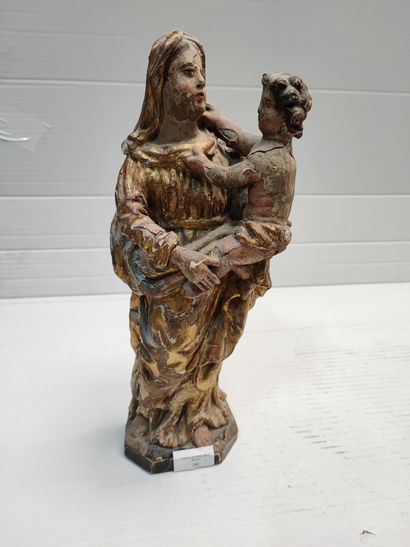 Virgin and child in gilded and lacquered...