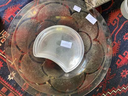 null Glassware set including salad bowl with thistle decoration signed Lalique France,...