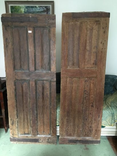 null Deux portes en chêne, décor d'ogive_Accidents_180 x 68 et 59,5 cm (ref 162)