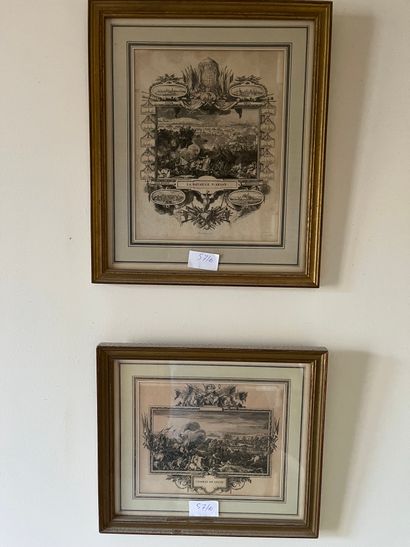 null Lot of 10 small frames including engravings: Maps Arabia, Persia, Battles, City...