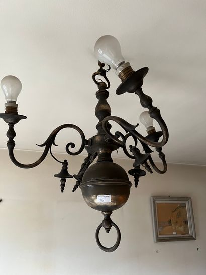 Dutch style four lights chandelier 

Worn...