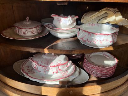 Part of table service in pink earthenware...