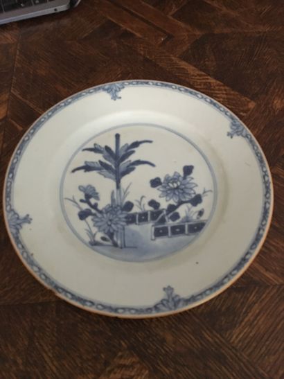 null China, 18th century_Rectangular dish with blue underglaze decoration of two...