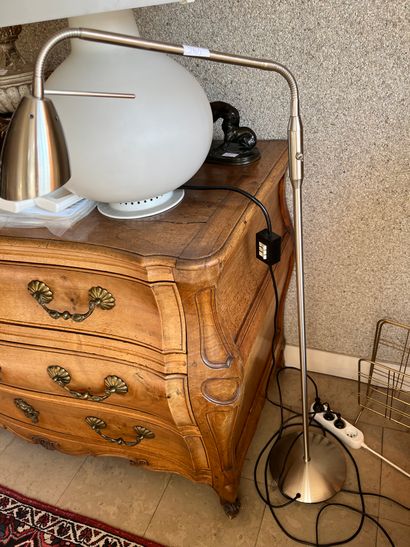 null Lot including a reading light, a bronze footrest and a metal newspaper holder...