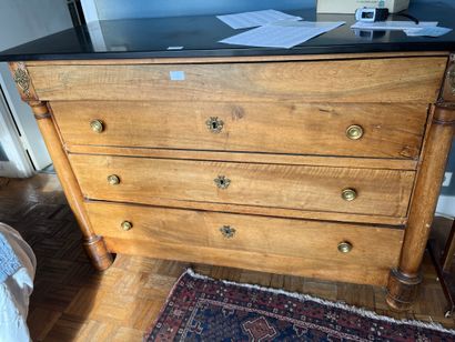 null Set of furniture including a valet, a walnut chest of drawers with half columns,...