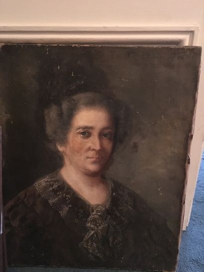 null Jules CESBRON LAVEAU, XIXe siècle_Portrait de femme_Huile sur toile signé en...