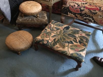 null Set of four foot stools, one pair in gilded wood, the other two in Regency style...
