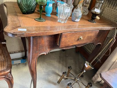 Two writing tables, rustic work, curved legs,...