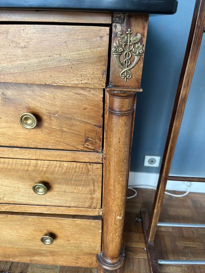 null Set of furniture including a valet, a walnut chest of drawers with half columns,...