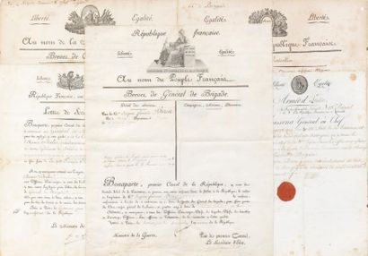  Intéressant ensemble de six documents du général Jacques François Brun (1762/1805)...