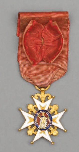  Croix d'officier de l'ordre de Saint-Louis en or, émaillée, poinçon à tête de bélier...