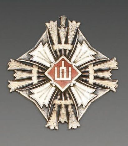 null Croix de l'ordre de Gedeminas en argent,émaillée ; largeur 68 mm. (Manque la...