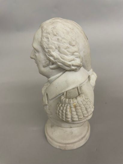 null PARISPetite figurine en biscuit représentant le buste de Louis XVIII. Epoque...