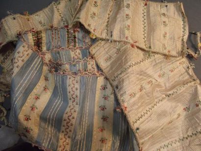 null Falbalas et manche de robe à la française en mexicaine, vers 1770 Pékins façonnés...