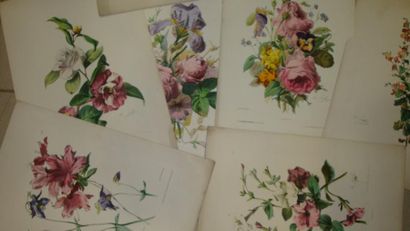 Charles LABBE Fleurs et fruits en chromolithographie, XIXe siècle 9 très belles compositions...