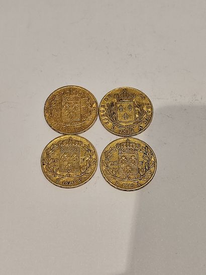 null 4 pièces de 20 Francs or datées 1814-1819-1820-1822