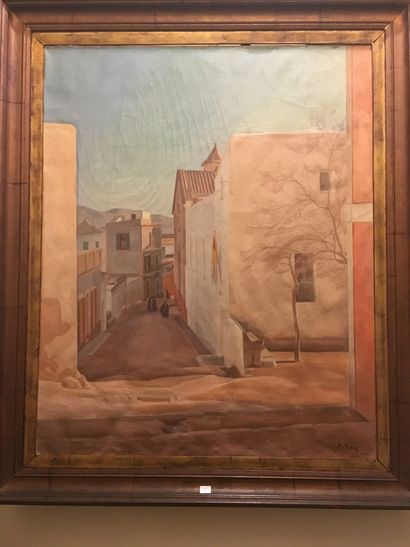 null Agnès DREY. Street of Agler, oil on canvas, 98x80 cm