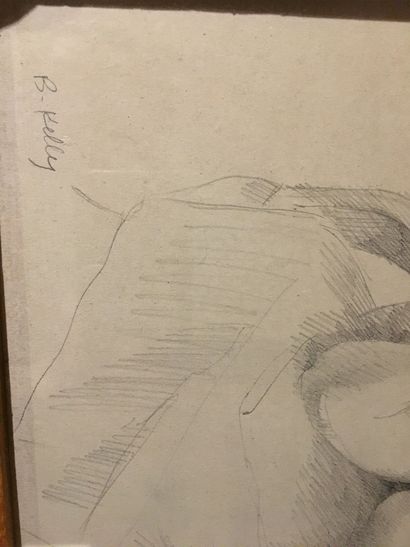 null Bernadette Kelly, Vue de l'atelier, crayon et gouache, 32 x 50 cm - Nu féminin...