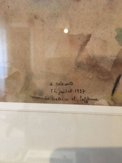 null Amélie DELACOSTE (XXE), La medersa el Saffarine, aquarelle, 52 x 46 cm