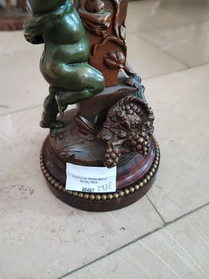 null E. CARLIER - Jeune putti et faune - Bronze patiné H: 21 cm (ref 406)