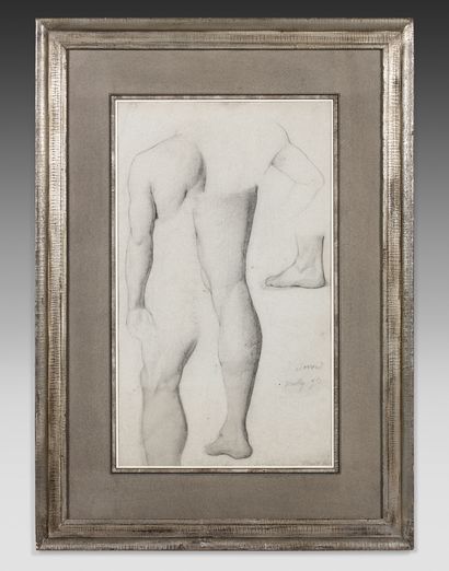 SAVARD (actif en 1895) Étude de jambes et de pieds
Crayon noir sur papier bleu.
46...