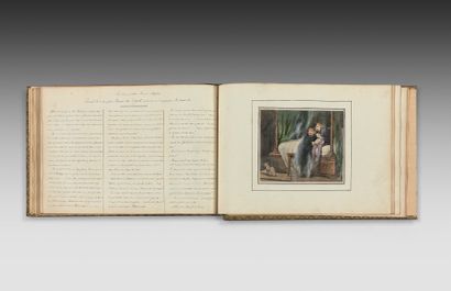 École FRANÇAISE vers 1830 Album amicorum containing about 29 drawings, including...