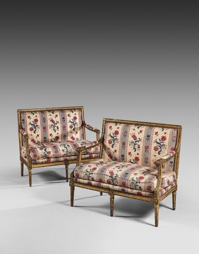 Pair of small molded, carved and gilded beechwood...