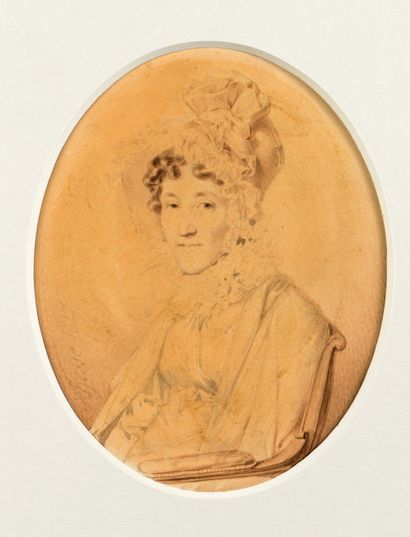 Nicolas-Auguste HESSE (Paris 1795-1869) Portrait de femme
Lavis brun sur traits de...