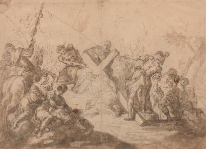 École ITALIENNE vers 1700 The Carrying of the Cross
Pen and brown ink, brown wash,...