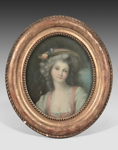 École FRANÇAISE de la fin du XVIIIe siècle Portrait d'une jeune femme au chapeau
Portrait...
