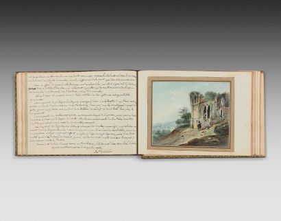 École FRANÇAISE vers 1830 Album amicorum contenant environ 29 dessins, dont 5 collages...