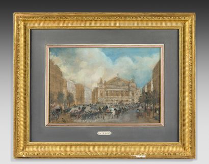 Edmond MORIN (Le Havre 1824 - Sceaux 1882) The Avenue and the Opera Garnier of Paris
Watercolor...