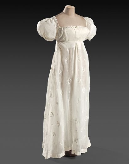 Embroidered muslin dress, First Empire period,...