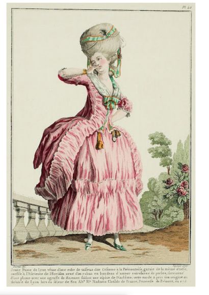 null Rare robe dite à la Piémontaise, époque Louis XVI, vers 1780.
Gros de Tours...