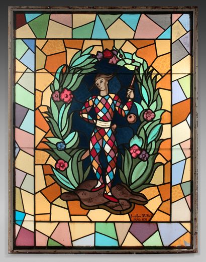 Harlequin
Large stained glass window in polychrome...