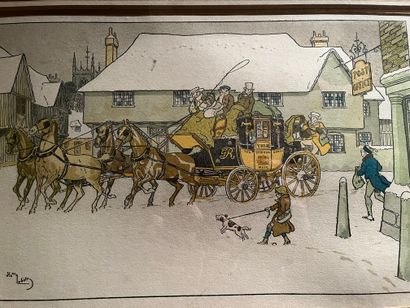 null After Harry ELIOTT (1882-1959)
"Stagecoach in front of the White Lion Inn in...