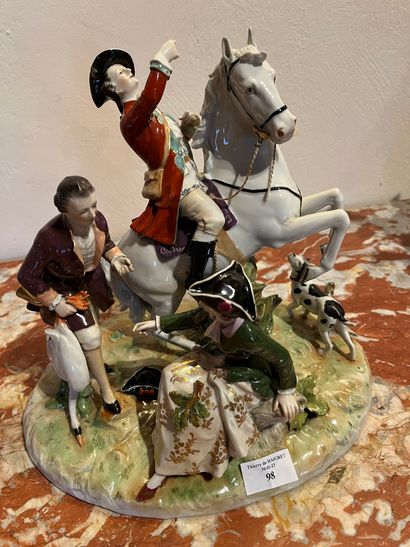 null Porcelain group representing a scene of hunting with hounds.
Signed H. Meisel...