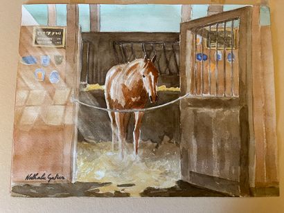 null Nathalie GATIER (20th century)
Horse in the stable 
Two watercolors, both signed...